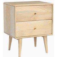 FurnitureboxUK Ontario 2 Drawer Rectangle White Oak Wood Bedside Table in Light Brown