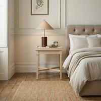FurnitureboxUK Pyrenees Square White Oak Wood & Marble Bedside Table in Light Brown