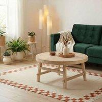 FurnitureboxUK Rockies Round White Oak Wood Coffee Table in Light Brown
