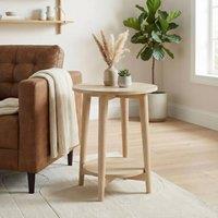 FurnitureboxUK Tacoma Round White Oak Wood Side Table in Light Brown