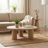 FurnitureboxUK Teton Round Wood 3 Leg Coffee Table in Light Brown