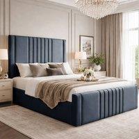 Desire Deco Plush Velvet Haisley Ottoman Storage Bed Frame in Charcoal | Size: Single