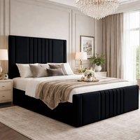 Desire Deco Plush Velvet Haisley Ottoman Storage Bed Frame in Black | Size: Small Double