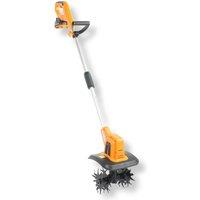 Lazy Tools Cordless 20V Soil Tiller Cultivator, 200mm Working Width, 160mm Depth in Orange