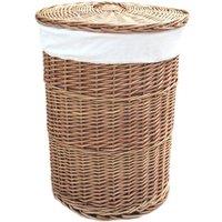 Red Hamper Cotton Lined Light Steamed Round Laundry Basket in Brown