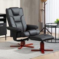HOMCOM Reclining Armchair with Footstool & Adjustable Backrest in Black