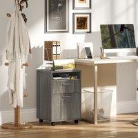HOMCOM 60cm Filing Cabinet with Drawers & Open Shelf, Grey