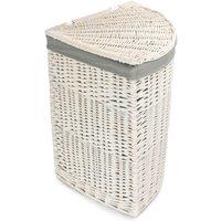 Red Hamper Large Corner White Wash Laundry Hamper with Grey Sage Lining