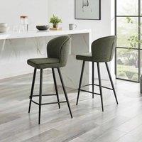 FurnitureboxUK 2x Catriona Grey Fabric Bar Chairs