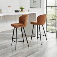 FurnitureboxUK 2x Catriona Terracotta Orange Fabric Bar Chairs