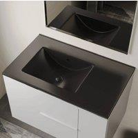 Banyetti Lira Ceramic 800mm No Tap Hole Basin Offset Sink - Matt Black