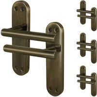 AFIT T-Bar Antique Brass Internal Latch Backplate Handles x4 Pair in Bronze | Size: 150mm x 150mm