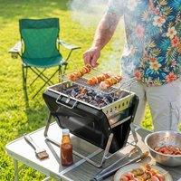 OUTSUNNY Charcoal BBQ Grill Portable with Tilting Grate in Black