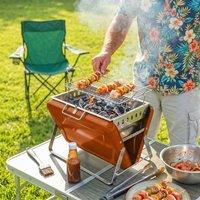 OUTSUNNY Charcoal BBQ Grill Portable with Tilting Grate in Orange