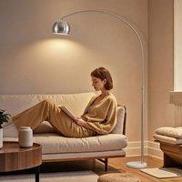 HOMCOM Arc Floor Lamp for Living Room, Free Standing Tall Lamp in Silver
