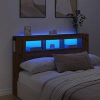 Berkfield Home LED Headboard Artisan Oak 160x18.5x103.5 cm Engineered Wood in Brown