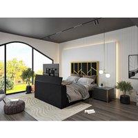 KDMD Sherlock Luxe Upholstered Gold & Black Television Bed Frame | Size: King