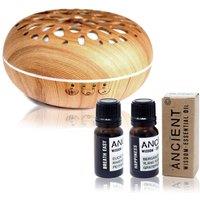 KDMD Oslo Aroma Diffuser Set with 2 Essential Oil Blends - Relax & Refresh in Brown