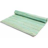 KDMD Large Indian Handloom Cotton Rug - Aqua, Soft & Vibrant Decor Piece in Aqua | Size: Medium