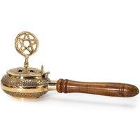 KDMD Pentagram Incense Burner with Wooden Handle - Ritual Smoke Ventilation in Gold