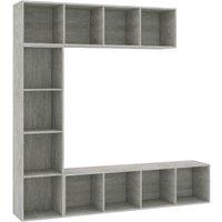 Berkfield Home 3 Piece Book/TV Cabinet Set Concrete Grey 180x30x180 cm | Size: 180 x 30 x 180 cm