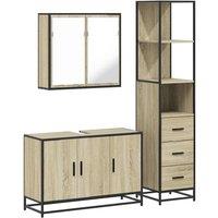 Berkfield Home 3 Piece Bathroom Furniture Set Sonoma Oak Engineered Wood in Light Brown