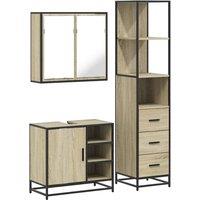 Berkfield Home 3 Piece Bathroom Furniture Set Sonoma Oak Engineered Wood in Brown