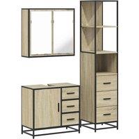 Berkfield Home 3 Piece Bathroom Furniture Set Sonoma Oak Engineered Wood in Brown