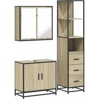 Berkfield Home 3 Piece Bathroom Furniture Set Sonoma Oak Engineered Wood in Brown