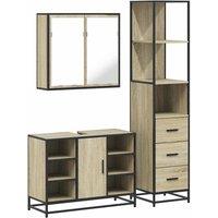 Berkfield Home 3 Piece Bathroom Furniture Set Sonoma Oak Engineered Wood in Light Brown