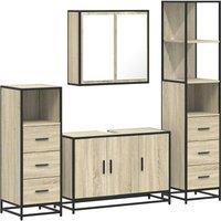 Berkfield Home 4 Piece Bathroom Furniture Set Sonoma Oak Engineered Wood in Light Tan