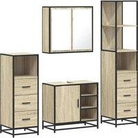 Berkfield Home 4 Piece Bathroom Furniture Set Sonoma Oak Engineered Wood in Brown