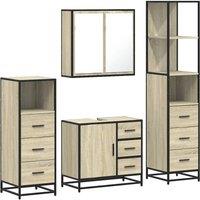 Berkfield Home 4 Piece Bathroom Furniture Set Sonoma Oak Engineered Wood in Light Brown