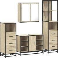 Berkfield Home 4 Piece Bathroom Furniture Set Sonoma Oak Engineered Wood in Brown