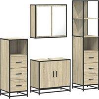 Berkfield Home 4 Piece Bathroom Furniture Set Sonoma Oak Engineered Wood in Brown