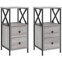 Berkfield Home Bedside Cabinets 2 pcs Grey Sonoma 34x35.5x70 cm Engineered Wood