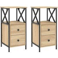 Berkfield Home Bedside Cabinets 2 pcs Sonoma Oak 34x35.5x70 cm Engineered Wood in Brown