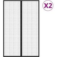 Berkfield Home Insect Door Curtains 2 pcs with Magnet Blocks Black 220x130 cm