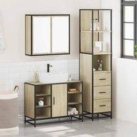 Berkfield Home Durable 3 Piece Bathroom Furniture Set Sonoma Oak Engineered Wood in Light Brown
