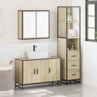 Berkfield Home Durable 3 Piece Bathroom Furniture Set Sonoma Oak Engineered Wood in Light Brown