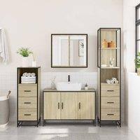 Berkfield Home Durable 4 Piece Bathroom Furniture Set Sonoma Oak Engineered Wood in Light Tan