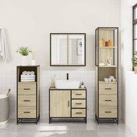 Berkfield Home Durable 4 Piece Bathroom Furniture Set Sonoma Oak Engineered Wood in Light Brown