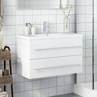 Berkfield Home Elegant Bathroom Sink Cabinet with Built-in Basin White