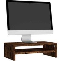 Berkfield Home Monitor Stand Smoked Oak 42x24x13 cm Engineered Wood in Brown | Size: 42 x 24 x 13 cm