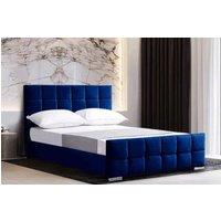 Stratus Interiors Malta Cubed Upholstered Plush Velvet - Gas Lift Ottoman Storage Type in Blue | Size: Double
