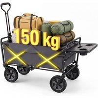 Gymax Collapsible Utility Wagon With Folding Side Table For Camping Shopping in Grey