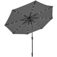 Gymax 3m Solar Powered LED Lighted Patio Umbrella Tilting Market Umbrella in Grey