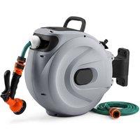 Gymax 1/2 Inch x 30m + 2m Retractable Hose Reel With Auto-rewind Wall Mount in Grey