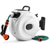 Gymax 1/2 Inch x 30m + 2m Retractable Hose Reel With Auto-rewind Wall Mount in White
