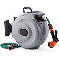 Gymax 1/2 inch 15m + 1m Retractable Hose Reel With Auto-rewind Wall Mount in Grey